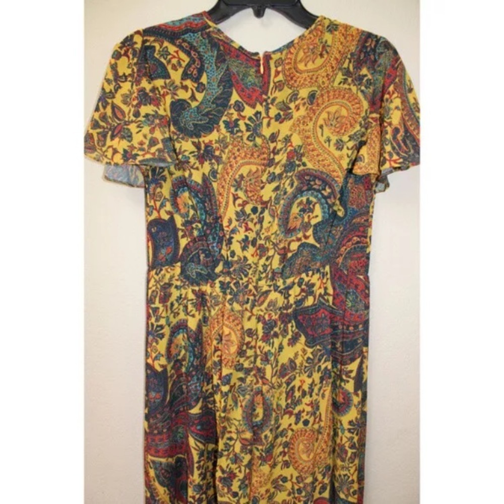 Anthropologie Ranna Gill Yellow Georgie‎ Embroidered Paisley Jumpsuit NWT size 6 - Picture 3 of 15